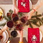 Serviette de Table en Coton Personnalisée avec Nom et Motif de Père Noël Accessoire Réutilisable Cadeau de Noël pour la Famille les Amis