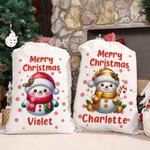 Sac à dos en toile avec nom pour Joyeux Noël personnalisé Sac à dos en toile avec nom Cadeau de fête de Noël pour enfants Famille