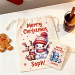 Sac à dos en toile avec nom pour Joyeux Noël personnalisé Sac à dos en toile avec nom Cadeau de fête de Noël pour enfants Famille