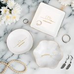 Personalised Ceramic Ring Plate Jewellery Dish with Gold Rim And Names Valentine's Engagement Wedding Gift for Couple