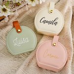 Caja de joyas portátil personalizada de cuero PU con nombre diseño simple regalo de cumpleaños o Día de la Madre para mujer