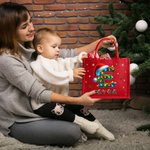 Chapeau de Père Noël coloré réutilisable Sac cadeau en jute rouge avec initiale et nom Cadeau de fête de Noël pour la famille et les enfants