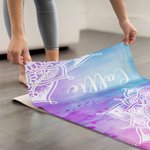 Personalized Watercolor Lotus Datura Flower Super Absorbent Yoga Towel with Name and Pocket Sports Accessories Birthday Gift for Woman