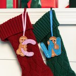 Personalized Gingerbread Man Glitter Initial Ornament with Embroidered Name Christmas Tree Decoration Christmas Gift for Family Friends