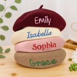 Béret en Laine Vintage Personnalisé avec Nom Brodé Accessoire d’Hiver Cadeau d’Anniversaire ou de Noël pour Femmes et Hommes