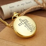 Personalized Bible Christian Cross Pocket Watch with Engraved Name Birthday Graduation Christening Gift for Christen Father Son