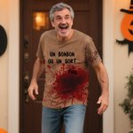 T-shirt Personnalisé avec Texte et Nom Thème de Halloween Style Sanglant Cadeau de Fête pour Homme