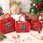 Chapeau de Père Noël coloré réutilisable Sac cadeau en jute rouge avec initiale et nom Cadeau de fête de Noël pour la famille et les enfants