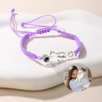 Henkilökohtainen Cat säädettävä Photo Projection rannekoru nimi vuosipäivä syntymäpäivälahja kissa ystäville