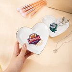 Henkilökohtainen College Logo Design Heart Shape Keraaminen Trinket Korut Dish Home Decor Valmistumislahja valmistuneille Naiset