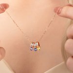 Personalisierte Familie Herz Birthstone Halskette mit 1- 5 Namen Zierlich Schmuck Jahrestag Muttertag Geburtstag Geschenk für Mama Oma
