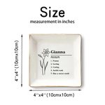 Personalized Birth Flower Ceramic Trinket Jewelry Dish with Name Definition Beautiful Home Decor Birthday Wedding Bridesmaid Gift for Women