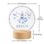 Personlig Toile De Jouy Spooky Ghost Pumpkin LED-nattlampa med namn och träbas Heminredning Halloween-present för barnfamilj