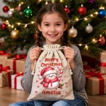 Sac à dos en toile avec nom pour Joyeux Noël personnalisé Sac à dos en toile avec nom Cadeau de fête de Noël pour enfants Famille