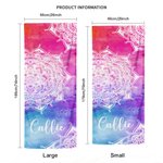 Personalized Watercolor Lotus Datura Flower Super Absorbent Yoga Towel with Name and Pocket Sports Accessories Birthday Gift for Woman