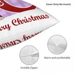 Personalized Merry Christmas Cute Cartoon Character Plaid Throw Pillow Cover with Name Home Decor Christmas Gift for Family Friends