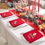 Serviette de Table en Coton Personnalisée avec Nom et Motif de Père Noël Accessoire Réutilisable Cadeau de Noël pour la Famille les Amis