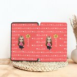 Personalised Birth Flower Cartoon Character Hearts Kindle Case with Name Christmas Birthday Gift for Book Lovers Bookworms