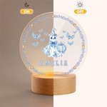 Personlig Toile De Jouy Spooky Ghost Pumpkin LED-nattlampa med namn och träbas Heminredning Halloween-present för barnfamilj