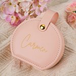 Caja de joyas portátil personalizada de cuero PU con nombre diseño simple regalo de cumpleaños o Día de la Madre para mujer