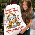 Sac à dos en toile avec nom pour Joyeux Noël personnalisé Sac à dos en toile avec nom Cadeau de fête de Noël pour enfants Famille