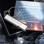 Llavero personalizado con silbato de acero inoxidable para emergencias regalo de cumpleaños para los aficionados a la montaña