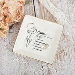Personalized Birth Flower Ceramic Trinket Jewelry Dish with Name Definition Beautiful Home Decor Birthday Wedding Bridesmaid Gift for Women