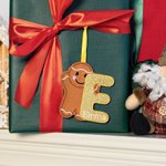 Personalized Gingerbread Man Glitter Initial Ornament with Embroidered Name Christmas Tree Decoration Christmas Gift for Family Friends