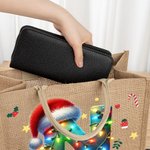 Sac en jute de grande capacité avec initiales et nom Utilisation quotidienne Cadeau de Noël pour enfants Adultes