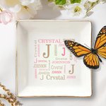 Gepersonaliseerde woordwolk keramische sieraden schotel met naam en initiaal Home Decor bruiloft verjaardag cadeau voor vrouwen bruidsmeisjes