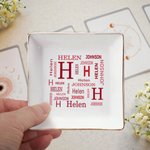 Gepersonaliseerde woordwolk keramische sieraden schotel met naam en initiaal Home Decor bruiloft verjaardag cadeau voor vrouwen bruidsmeisjes