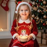 Personalized Christmas Costume Cartoon Kid Acrylic LED Night Light with Name and Wooden Base Home Decor Christmas Gift for Boys Girls