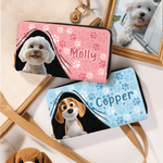 Personalized Cartoon Dog Name Large PU Leather Hand Wallet with Multiple Compartments Metal Zipper Birthday Anniversary Gift for Dog Pet Lovers
