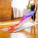 Personalized Watercolor Lotus Datura Flower Super Absorbent Yoga Towel with Name and Pocket Sports Accessories Birthday Gift for Woman