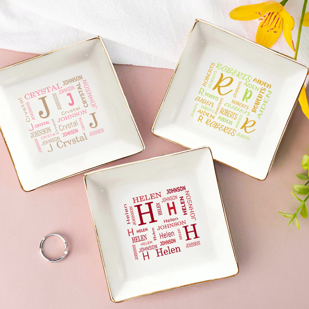 Cadeau d'anniversaire de mariage en céramique avec nom et initiales pour les demoiselles d'honneur
