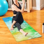 Personalized Watercolor Lotus Datura Flower Super Absorbent Yoga Towel with Name and Pocket Sports Accessories Birthday Gift for Woman