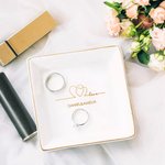 Personalised Ceramic Ring Plate Jewellery Dish with Gold Rim And Names Valentine's Engagement Wedding Gift for Couple