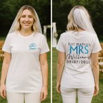 Personalizada Just Married Mrs Mr Multicolor 100% Algodón Camiseta con Nombre Boda Bridal Shower Luna de Miel Regalo para Novia Novio Pareja