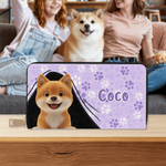 Personalized Cartoon Dog Name Large PU Leather Hand Wallet with Multiple Compartments Metal Zipper Birthday Anniversary Gift for Dog Pet Lovers