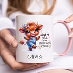 Personalised Cute Highland Cow Ceramic Coffee Mug with Name Daily Use Birthday Gift for Girls Women