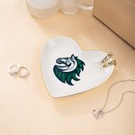 Henkilökohtainen College Logo Design Heart Shape Keraaminen Trinket Korut Dish Home Decor Valmistumislahja valmistuneille Naiset