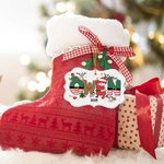 Personalized Santa Claus Reindeer Alphabet Irregular Ceramic Ornament with Name and Lanyard Tree Decor Christmas Gift for Family