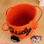 Personlig Pumpa Spökansikte Foto Halloween Tema Bomullsrepkorg med namn Trick eller godis Halloween Present till flicka pojke barn