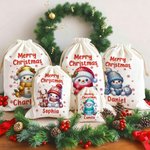 Sac à dos en toile avec nom pour Joyeux Noël personnalisé Sac à dos en toile avec nom Cadeau de fête de Noël pour enfants Famille