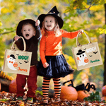 Personlig Boo Tecknad pojke flicka spöke Stor bärbar jute Tote Bag med namn Halloween Festival Present till barn