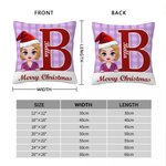 Personalized Merry Christmas Cute Cartoon Character Plaid Throw Pillow Cover with Name Home Decor Christmas Gift for Family Friends