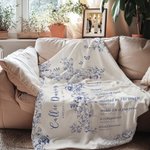 Toile de Jouy personnalisée Croix verset biblique Couverture douce avec nom et date Cadeau d'anniversaire et de baptême pour enfants Chrétiens