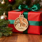 Personalised Christmas Snowman Snowflake Wooden Ornament with Initial Name and Lanyard Home Decor Christmas Gift for Family