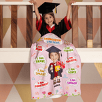 Personalisierte bunte Cartoon Graduate weiche Decke mit Namen und Foto Kindergarten Graduierung Geschenk für Kleinkinder