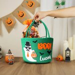Personalised Cute Halloween Ghost Boo Large Capacity Crochet Sweets Basket with Name Trick or Treat Halloween Party Gift for Boys Girls